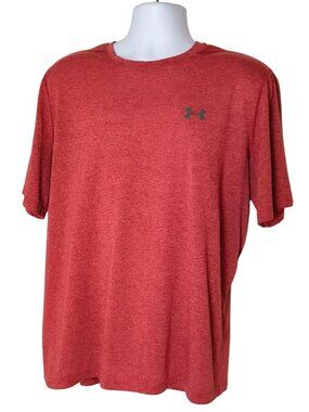 Under Armour Mens XL Threadborne Athletic T-Shirt Red HeatGear Loose Fit Texture